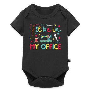 Quilt Knitting Crochet Sewing Machine Fabric - Baby Premium short-sleeve bodysuit - black - Front