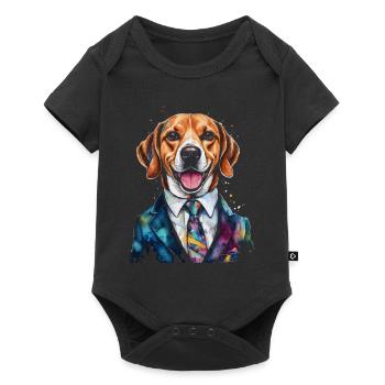Beagle Suit Dog Colorful Funny Animal Design Print - Baby Premium short-sleeve bodysuit - black - Front
