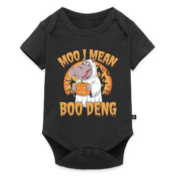 Funny Hippo Halloween Ghost Costume Boo Deng Pun - Baby Premium short-sleeve bodysuit - black - Front