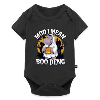 Funny Hippo Halloween Ghost Costume Boo Deng Pun - Baby Premium short-sleeve bodysuit - black - Front