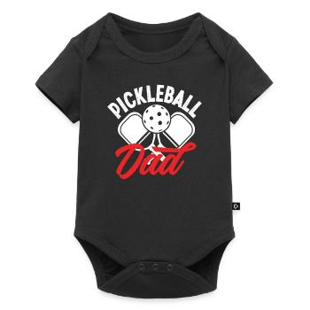 Pickleball Dad Stolzer Papa Auf Dem Spielfeld - Baby Premium Kurzarmbody - Schwarz - Vorne