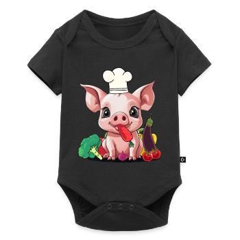 Pig Vegetable Cook Cook Cooks Cook Piglet - Baby Premium short-sleeve bodysuit - black - Front