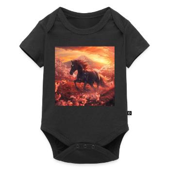 Pferd - Baby Premium Kurzarmbody - Schwarz - Vorne