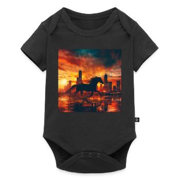 Pferd - Baby Premium Kurzarmbody - Schwarz - Vorne