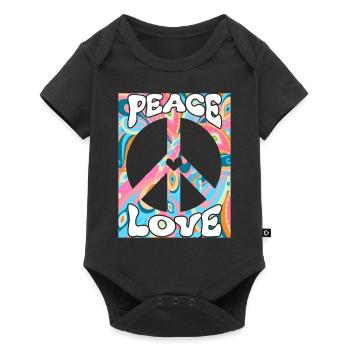 Groovy Tie Dye Paix Amour Signe Rétro Hippie - Body à manches courtes Premium Bébé - noir - Devant