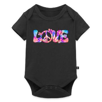 Groovy Tie Dye Peace Love Sign Retro Hippie - Baby Premium short-sleeve bodysuit - black - Front