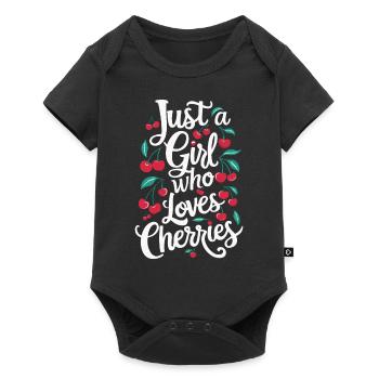 Kirsche Kirschen Früchte Essen - Baby Premium Kurzarmbody - Schwarz - Vorne
