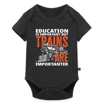 L’éducation est importante, mais les trains sont plus importants - Body à manches courtes Premium Bébé - noir - Devant