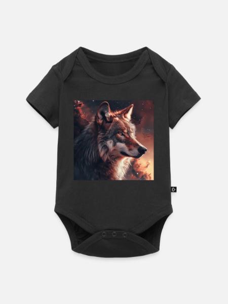 Wolf - Baby Premium Kurzarmbody - Schwarz