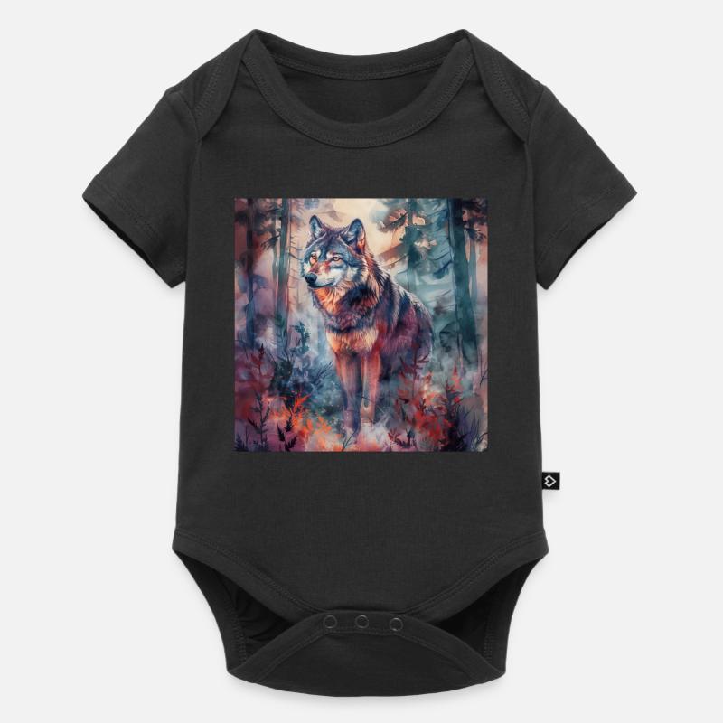 Wolf - Baby Premium Kurzarmbody - Schwarz