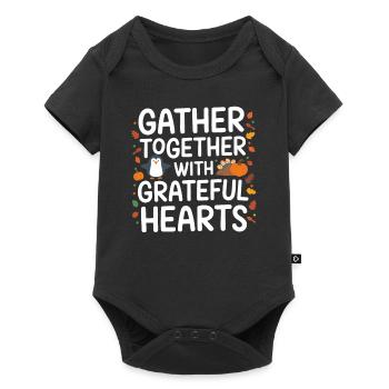 Penguin Thanksgiving: Together with grateful - Baby Premium short-sleeve bodysuit - black - Front