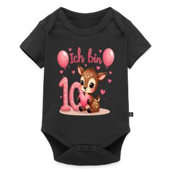 Süßes Reh Ich bin 10 Kinder 10. Geburtstag Mädchen - Baby Premium Kurzarmbody - Schwarz - Vorne