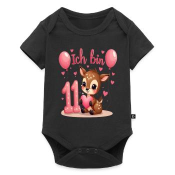 Süßes Reh Ich bin 11 Kinder 11. Geburtstag Mädchen - Baby Premium Kurzarmbody - Schwarz - Vorne
