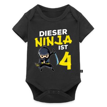 This Ninja Is 4 Birthday Gift Party Japan - Baby Premium short-sleeve bodysuit - black - Front
