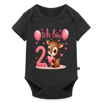 Süßes Reh Ich bin 2 Kinder 2. Geburtstag Mädchen - Baby Premium Kurzarmbody - Schwarz - Vorne