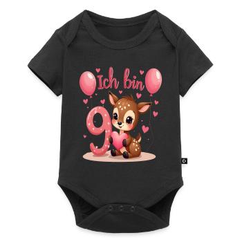 Cerf mignon j’ai 9 enfants 9ème anniversaire fille - Body à manches courtes Premium Bébé - noir - Devant