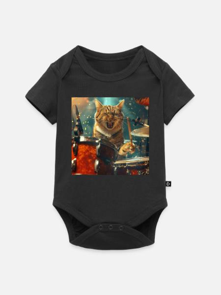 Katze - Baby Premium Kurzarmbody - Schwarz