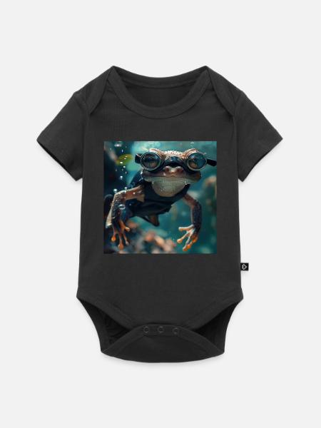 Frosch - Baby Premium Kurzarmbody - Schwarz