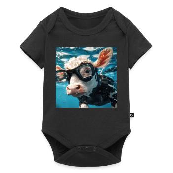 Cow - Baby Premium short-sleeve bodysuit - black - Front