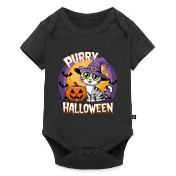 Purry Halloween Cat Witch Pumpkin Purr Sweet - Baby Premium short-sleeve bodysuit - black - Front