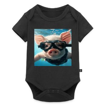 Pig - Baby Premium short-sleeve bodysuit - black - Front