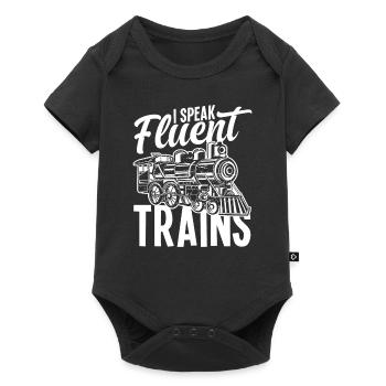 I speak fluently trains railways - Baby Premium short-sleeve bodysuit - black - Front