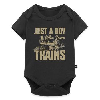 Seulement un garçon qui aime les trains - Body à manches courtes Premium Bébé - noir - Devant