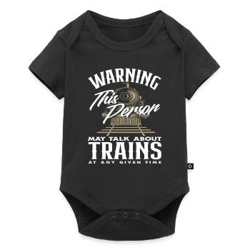 Warning: This person can be contacted at any time via trains - Baby Premium short-sleeve bodysuit - black - Front