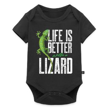 life is better with a lizard Design for a lizard - Baby Premium Kurzarmbody - Schwarz - Vorne