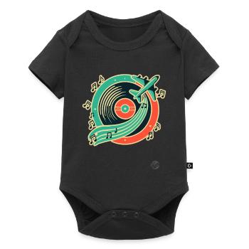 Musique rétro et design de voyage « Plate & Airplane » - Body à manches courtes Premium Bébé - noir - Devant