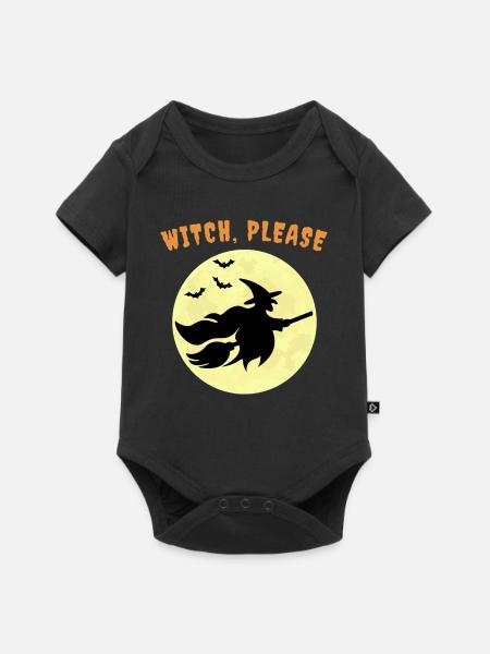 Hexe, bitte Halloween - Baby Premium Kurzarmbody - Schwarz