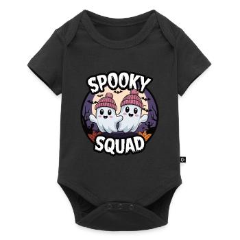 Halloween Spooky Squad Geist mit Mütze - Baby Premium Kurzarmbody - Schwarz - Vorne