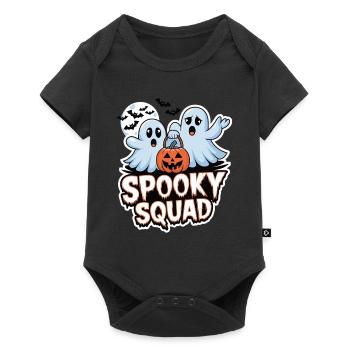 Halloween Spooky Squad Geist mit Mütze - Baby Premium Kurzarmbody - Schwarz - Vorne