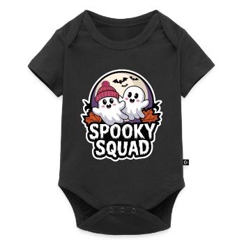 Halloween Spooky Squad Geist mit Mütze - Baby Premium Kurzarmbody - Schwarz - Vorne