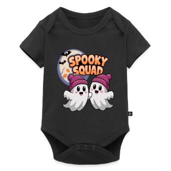 Halloween Spooky Squad Geist mit Mütze - Baby Premium Kurzarmbody - Schwarz - Vorne