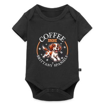 Café et Epagneul Breton - Body à manches courtes Premium Bébé - noir - Devant