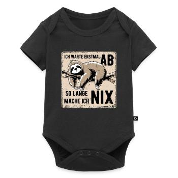 Faultier Ich wart erstmal ab so lange mach ich nix - Baby Premium Kurzarmbody - Schwarz - Vorne