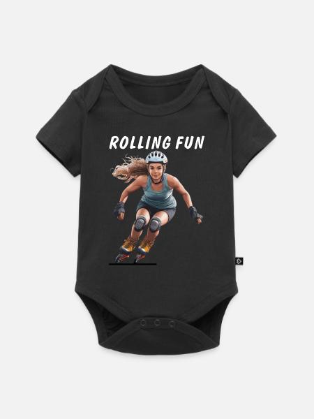 FRAU ROLLSCHUHE ROLLING FUN - Baby Premium Kurzarmbody - Schwarz