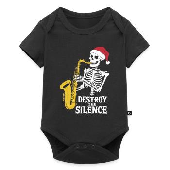 Saxophone squelette Destroy the Silence Musique - Body à manches courtes Premium Bébé - noir - Devant