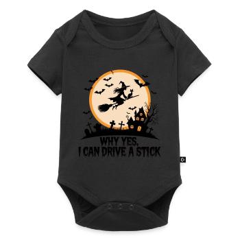 Why Yes I Can Drive a Stick Funny Witch Halloween - Baby Premium short-sleeve bodysuit - black - Front