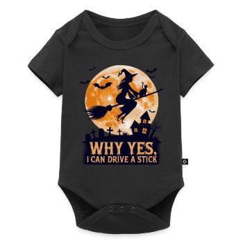 Why Yes I Can Drive a Stick Funny Witch Halloween - Baby Premium short-sleeve bodysuit - black - Front