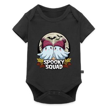 Halloween Spooky Squad Geist mit Mütze - Baby Premium Kurzarmbody - Schwarz - Vorne