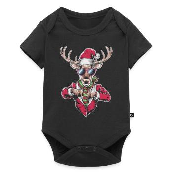 Rentier Reh Xmas Reindeer Christmas Weihnachten - Baby Premium Kurzarmbody - Schwarz - Vorne