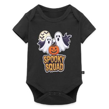 Halloween Spooky Squad Geist mit Mütze - Baby Premium Kurzarmbody - Schwarz - Vorne