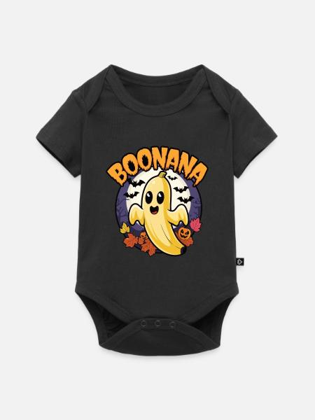 Halloween Boonana Halloween Geist - Baby Premium Kurzarmbody - Schwarz