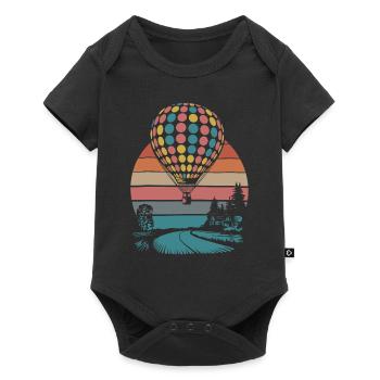 Hot Air Balloon Retro Sunset Abstract - Baby Premium short-sleeve bodysuit - black - Front