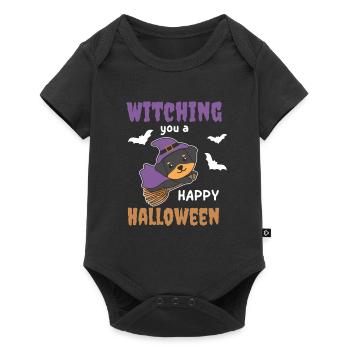 Rottweiler Hexe Witching you a Happy Halloween - Baby Premium Kurzarmbody - Schwarz - Vorne