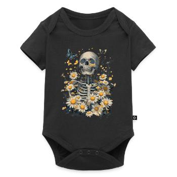 Skeleton Flowers - Baby Premium short-sleeve bodysuit - black - Front