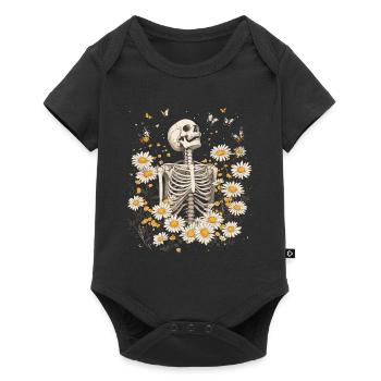 Fleurs squelettes - Body à manches courtes Premium Bébé - noir - Devant
