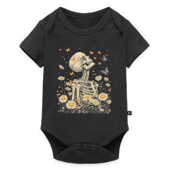 Fleurs squelettes - Body à manches courtes Premium Bébé - noir - Devant
